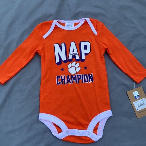 Rivalry Threads Kids Unisex Size 6-9 Month, Clemson Tiger Orange & Purple set. - Picture 2 of 7